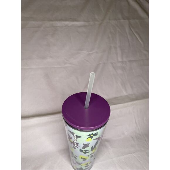 Starbucks 24 oz. Cold Beverage Tumbler Purple Green Pansy Floral Pattern - Picture 3 of 3